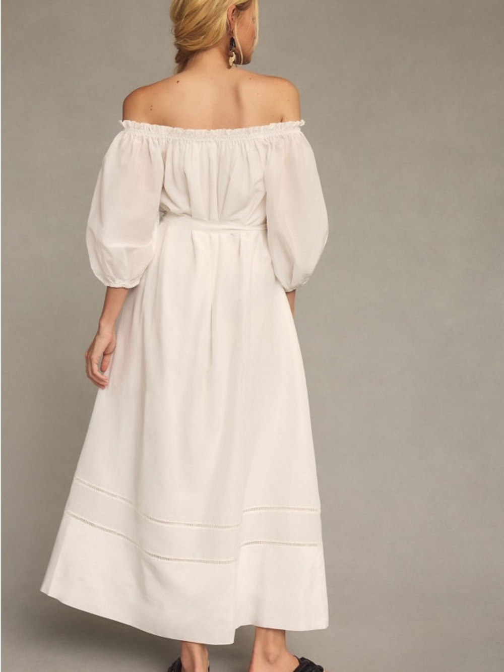 By Anthropologie Off-The-Shoulder Peasant Dress, Size M - Picture 3 of 8